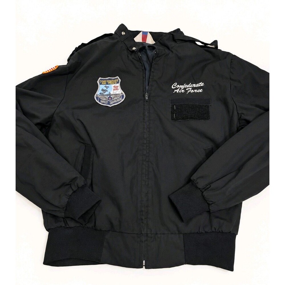 Confederate Air Force Ghost Squadron Black Bomber Jacket Embroidered Patches XL